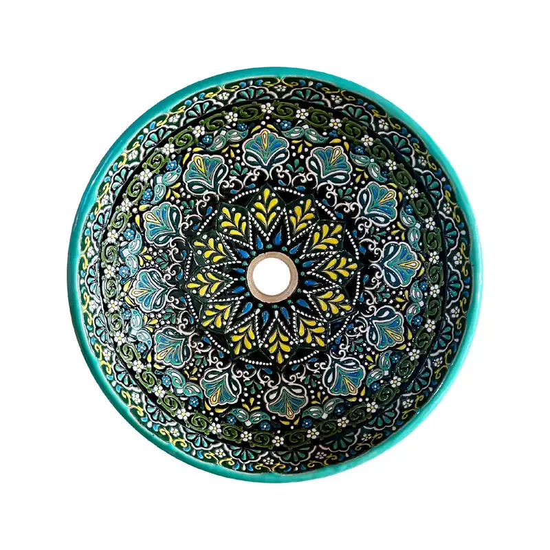 کاسه روشویی مدل سنتی میناکاری زمرد
