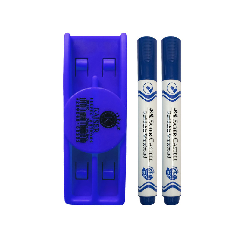 ماژیک وایت برد فابر کاستل مدل شارژی به همراه تخته پاک کن بسته 3 عددی