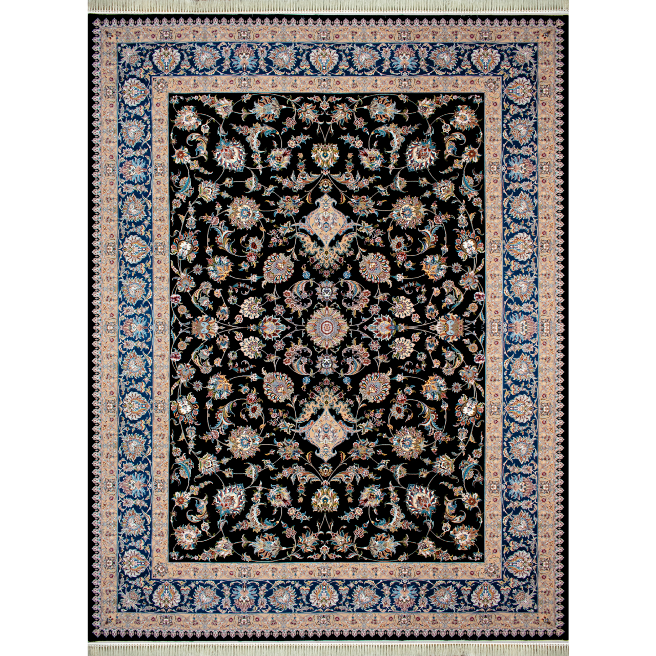 فرش ماشینی افرند کد 7746 زمینه سرمه‌ای