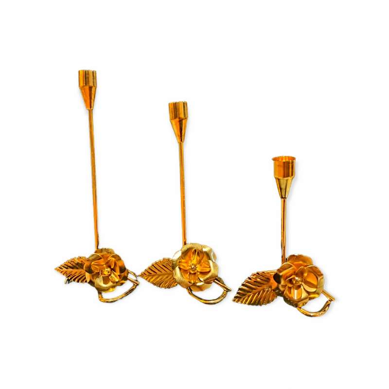 شمعدان مدل گل رز کد sham444 مجموعه 3 عددی