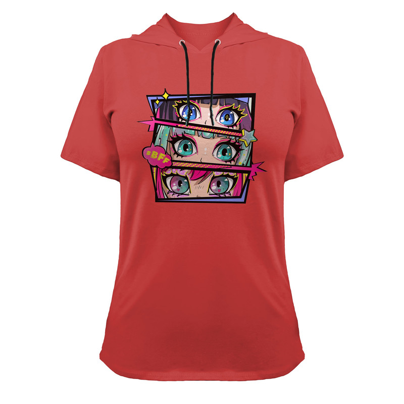 تی شرت کلاه دار آستین کوتاه زنانه مدل G140209234 رنگ قرمز