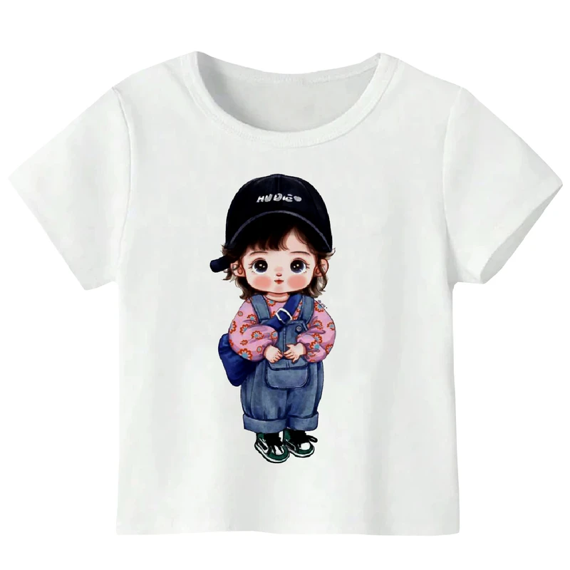 تی شرت آستین کوتاه دخترانه مدل دخترک کلاه دار WS32