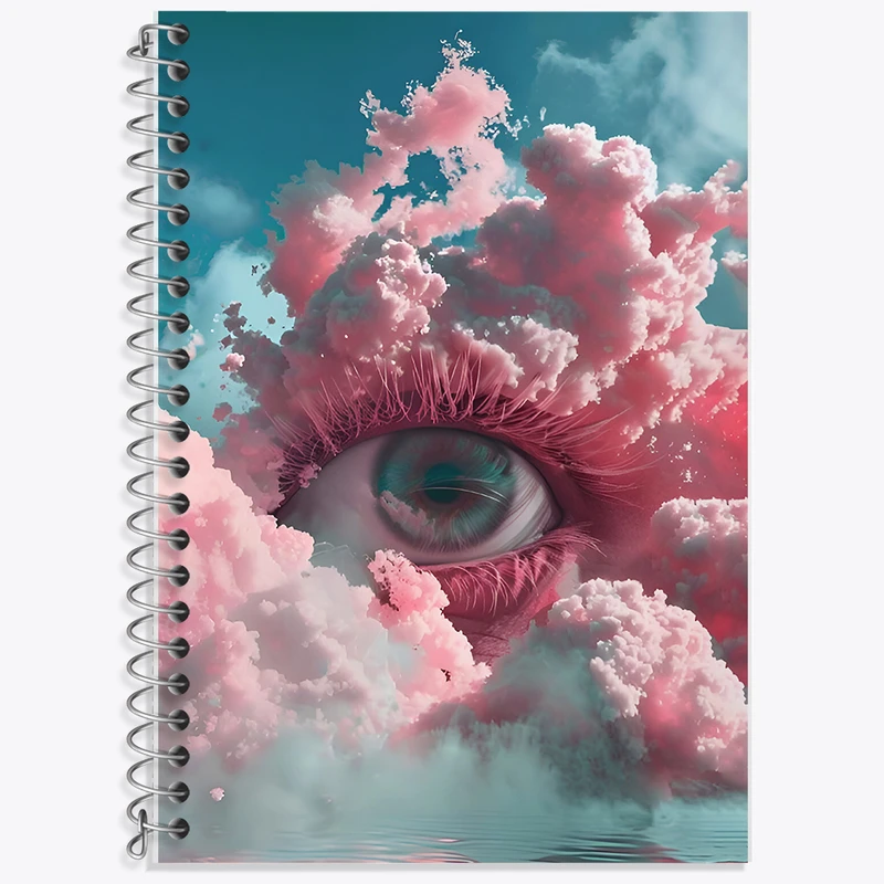 دفتر زبان 50 برگ خندالو مدل سه خط طرح چشم و ابرها کد F7193