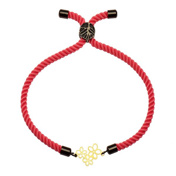 دستبند طلا 18 عیار دخترانه کرابو طرح سه گل مدل Krd1096