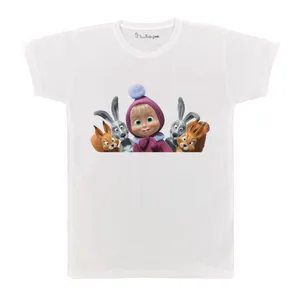 تی شرت آستین کوتاه بچگانه پرمانه طرح ماشا و میشا کد pmt.6843