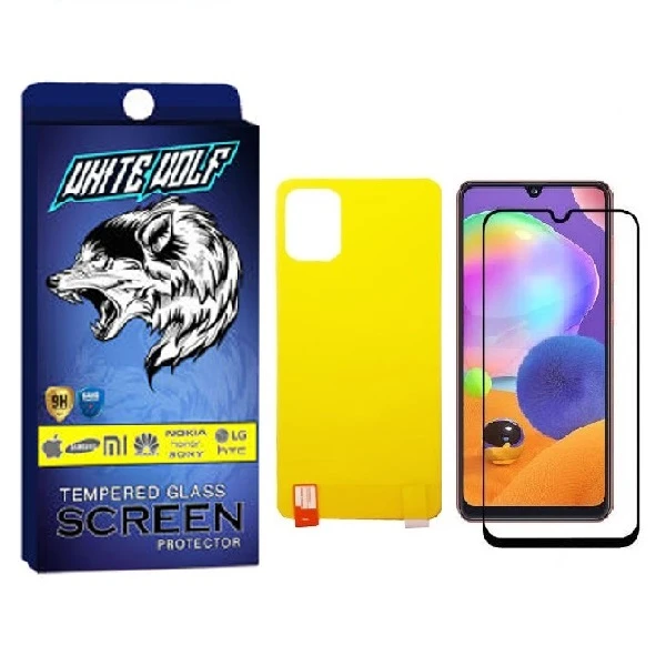 محافظ صفحه نمایش وایت ولف مدل FUL مناسب برای گوشی موبایل سامسونگ Galaxy A31 به همراه محافظ پشت گوشی