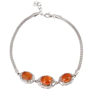 دستبند نقره زنانه بازرگانی میلادی مدل سنگ عقیق کد DP_491