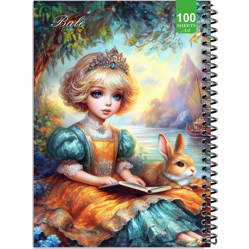 دفتر نقاشی 100 برگ بله طرح فانتزی دختر و خرگوش کد A4-N66