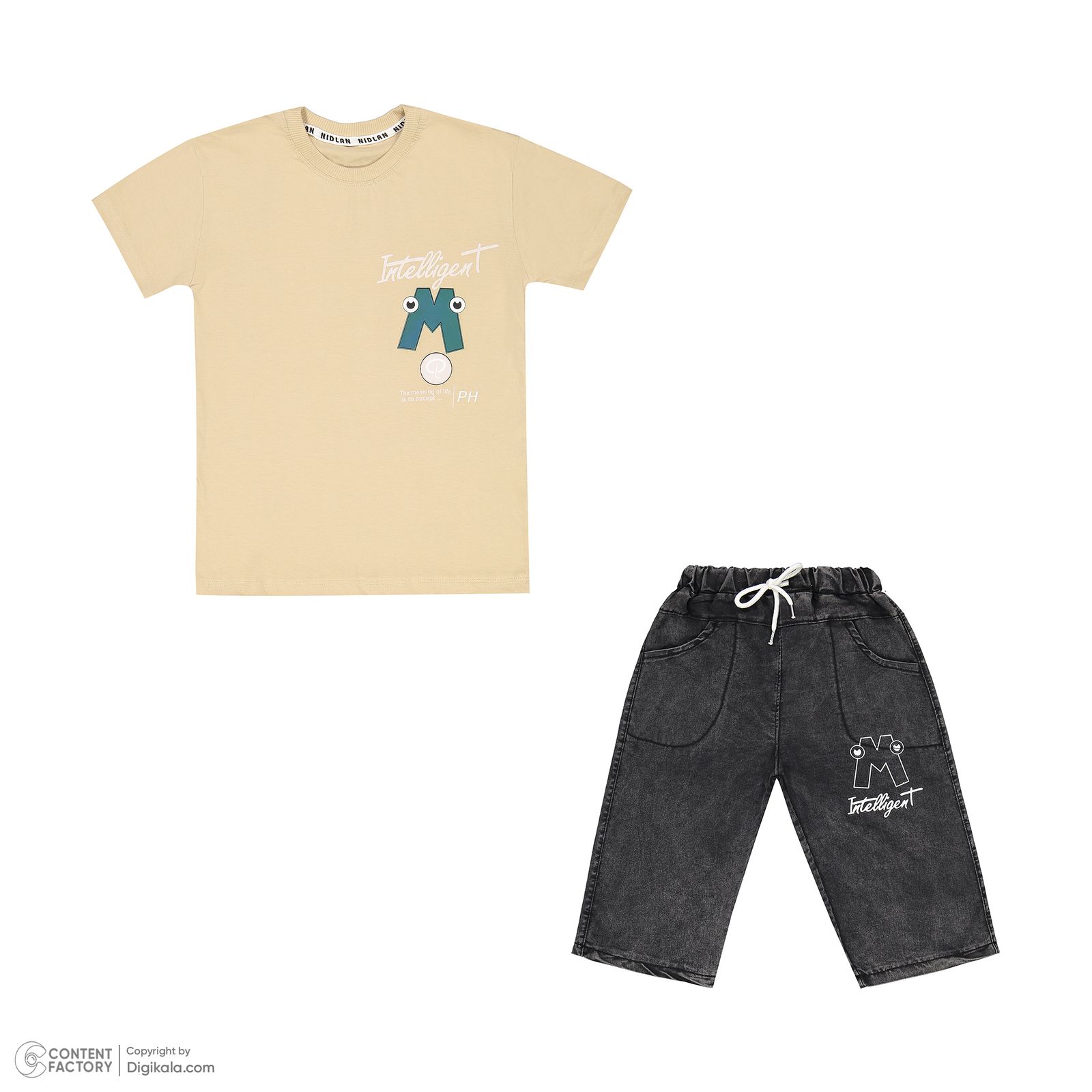 ست تیشرت و شلوارک پسرانه نیدلان مدل m4175 - - 2
