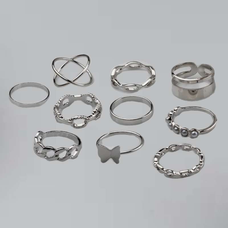 انگشتر زنانه مدل مرواریدی مجموعه 10 عددی