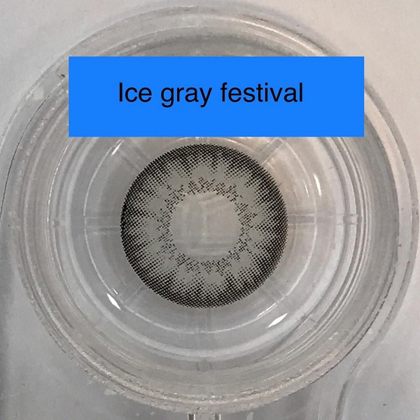 لنز چشم مورنینگ مدل کیو فستیوال رنگ طوسی یخی دور مشکی