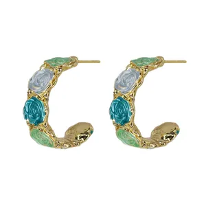 گوشواره میخی زنانه زودیکا مدل میناکاری کد AAC1120