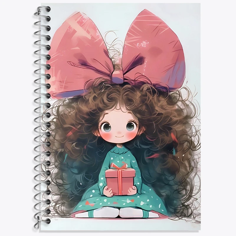 دفتر زبان 50 برگ خندالو مدل دو خط طرح دختر مو فرفری کد N5796