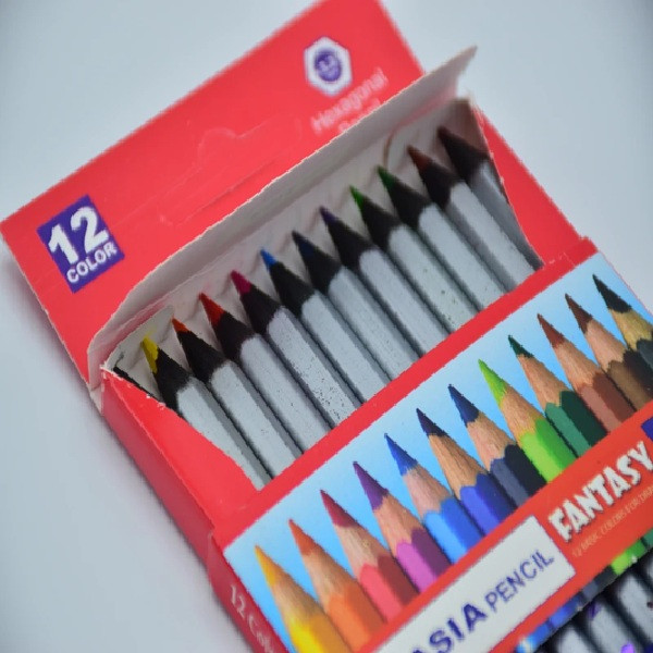 مداد رنگی 12 رنگ آسیا طرح پیشی کد 6458 به همراه پاک کن