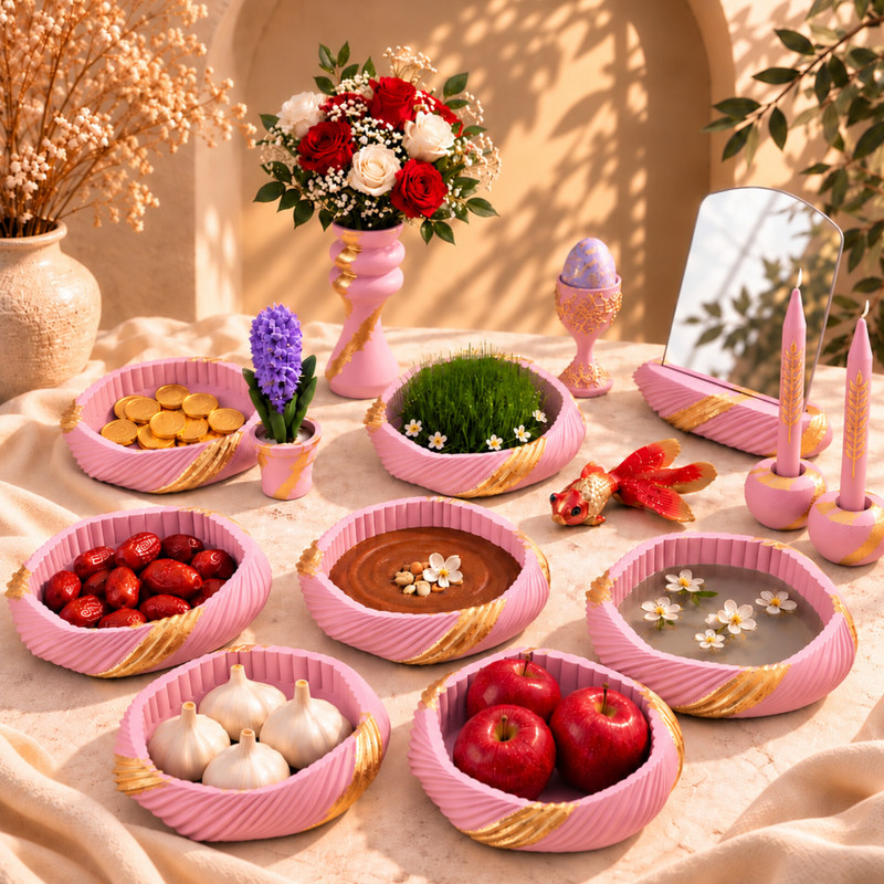 ست هفت سین طرح شیاردار مجموعه 14 عددی