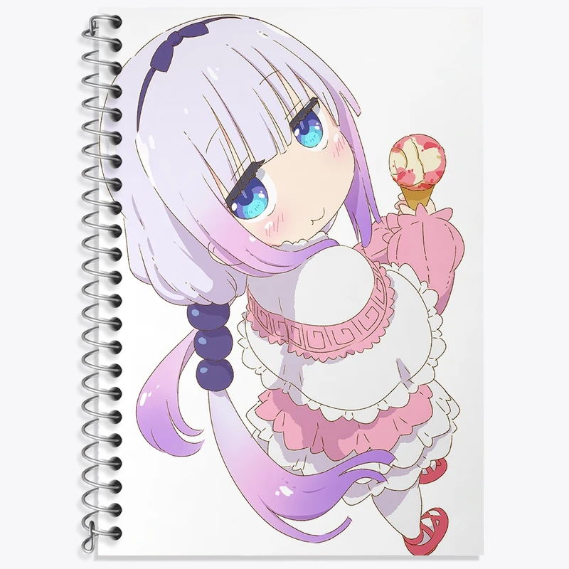 دفتر زبان 50 برگ خندالو مدل دو خط طرح کانا انیمه اژدهای خدمتکار کوبایاشی کد 36337