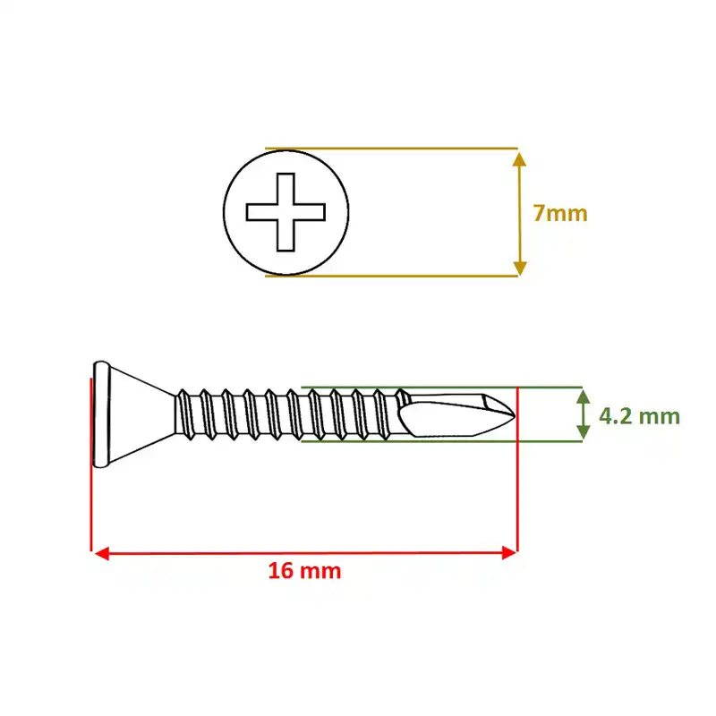 پیچ سر تخت مته دار مدل 16-4.2 بسته 300 عددی
