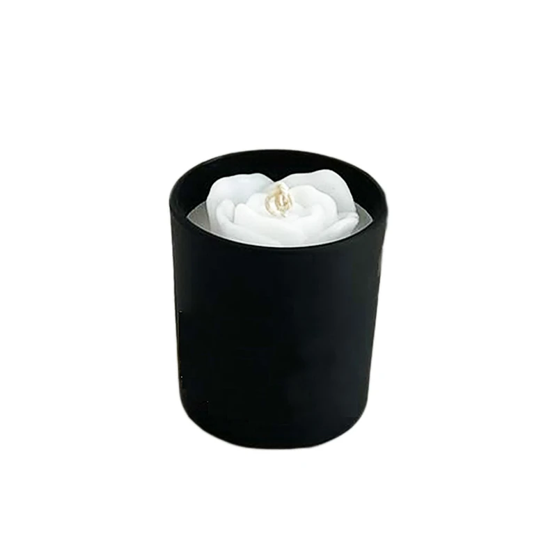 شمع دست‌ساز بدون‌بو مدل لیوانی طرح گل زمان اتمام 10 ساعت