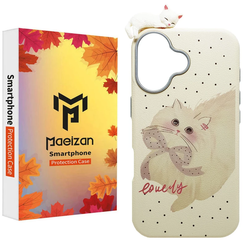 کاور پاییزان مدل گربه پرشین طرح لاکچری مناسب برای گوشی موبایل اپل IPhone 16