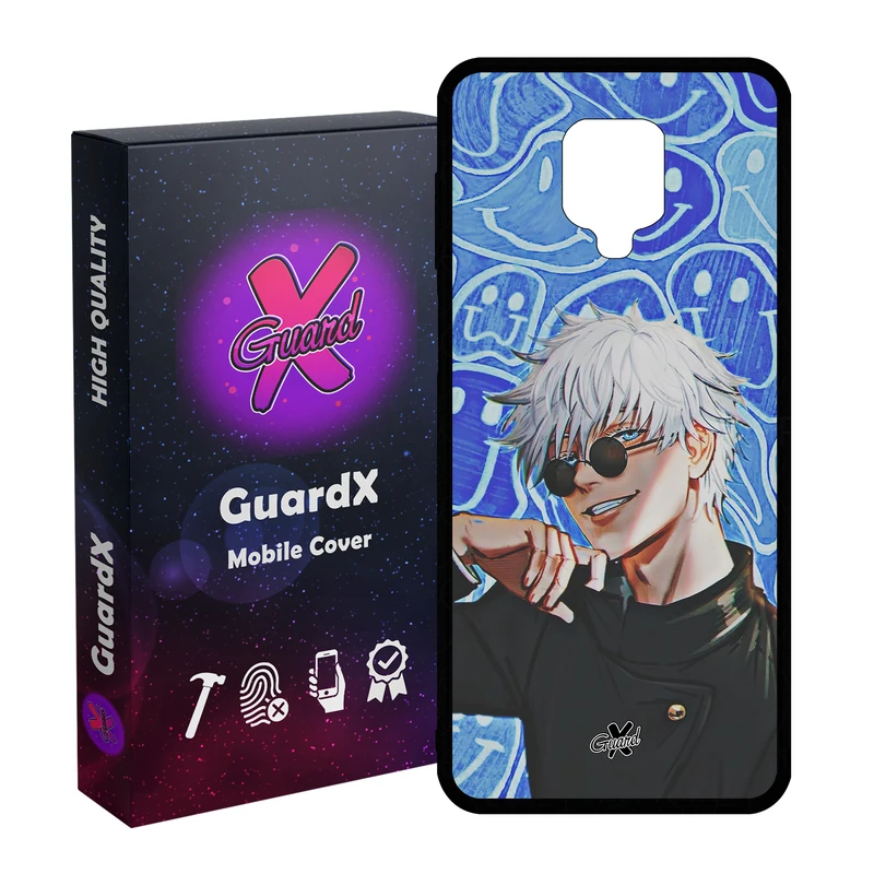 کاور گارد ایکس طرح ساتورو گوجو انیمه مدل Glass10552 مناسب برای گوشی موبایل شیائومی Redmi Note9 Pro/Note 9 Pro Max/Redmi Note 9S/MI Poco M2 Pro