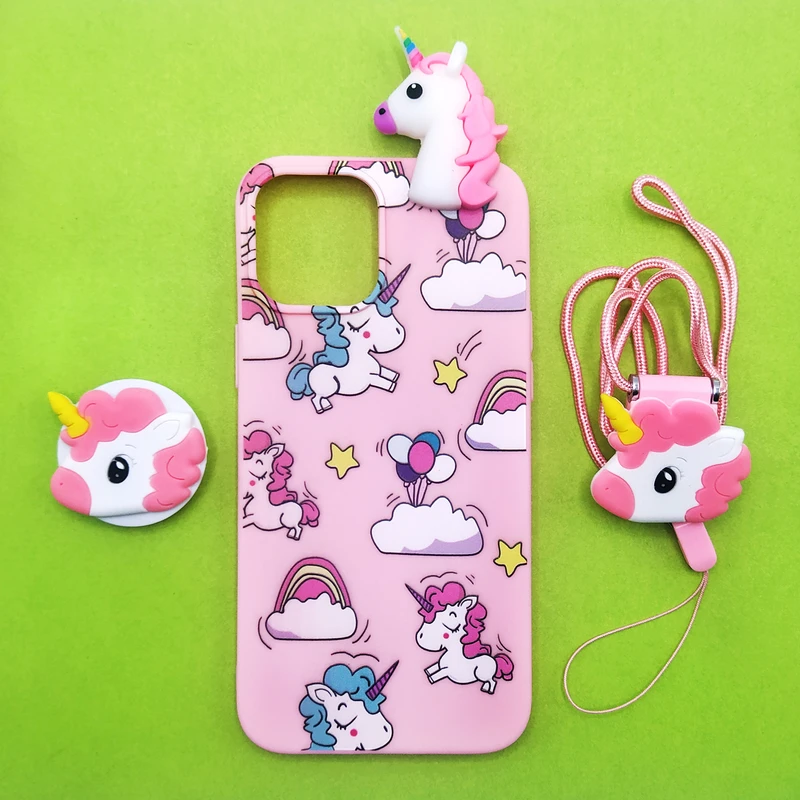  کاور مدل یونیکورن کد 03 مناسب برای گوشی موبایل اپل iPhone 12 Pro Max به همراه بند و پایه نگهدارنده