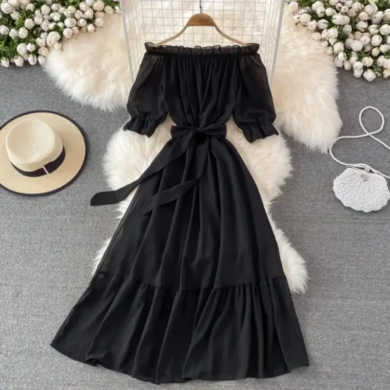 پیراهن زنانه مدل تابستانه ساحلی رنگ مشکی