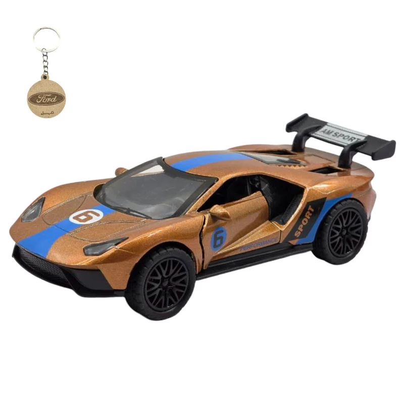 ماکت ماشین ناب سل مدل فورد جی تی رالی اسپرت فلزی  موزیکال چراغدار FORD GT به همراه جاسوییچی 