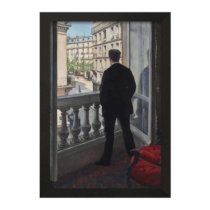 تابلو خندالو مدل نقاشی مرد جوان در کنار پنجره‌ اثر گوستاو کایبوت کد F12337