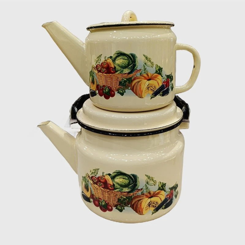 ست کتری و قوری طرح کدو مدل U7YEJJH گنجایش کتری 2 لیتر گنجایش قوری 1 لیتر