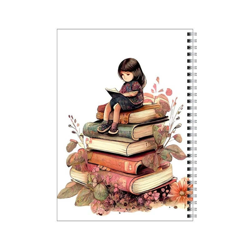دفتر مشق 100 برگ بامبیلیپ طرح دختر بر فراز کتابها کد 2528625