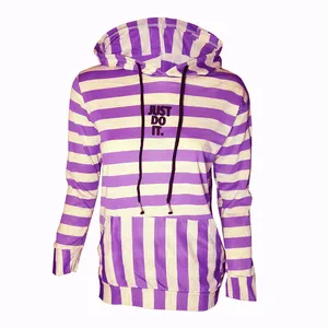 هودی زنانه مدل راه راه رنگ بنفش