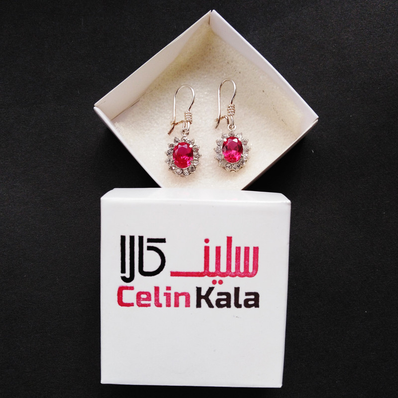 گوشواره نقره زنانه سلین کالا مدل یاقوت کد ce-yagh9