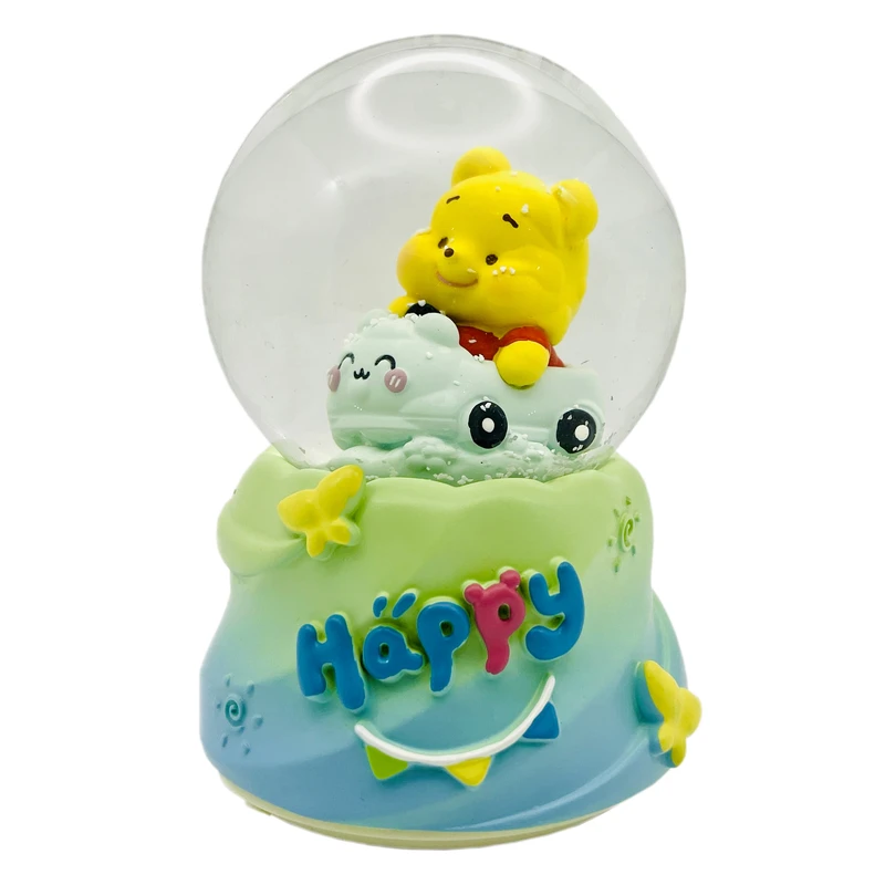 گوی موزیکال مدل پمپی مدیوم وینی دپو و ماشین ابری طرح Happy کد MPB6376