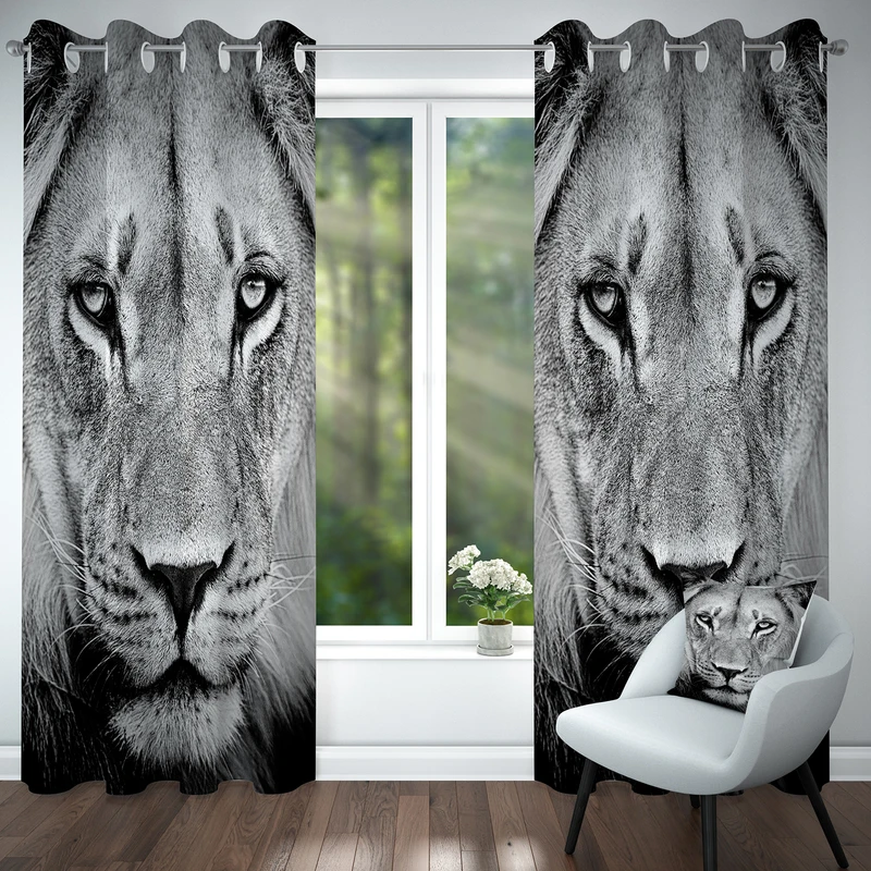 پرده پانچی مدل شیر کد 4345 سایز 140x280 سانتی متر