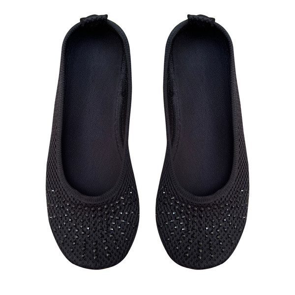 پاپوش زنانه تن پوش هنگامه مدل کف چرم نگینی روفرشی