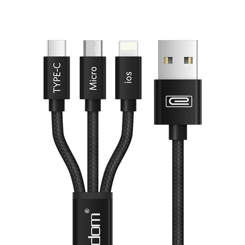 کابل تبدیل USB به USB-C / MicroUSB / لایتنینگ ارلدام مدل EC-IMC015 طول 1.2 متر