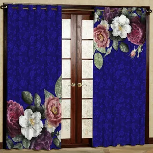 پرده مدل گل دار مخمل پانچی کد 1140a سایز 140x280 سانتی متر