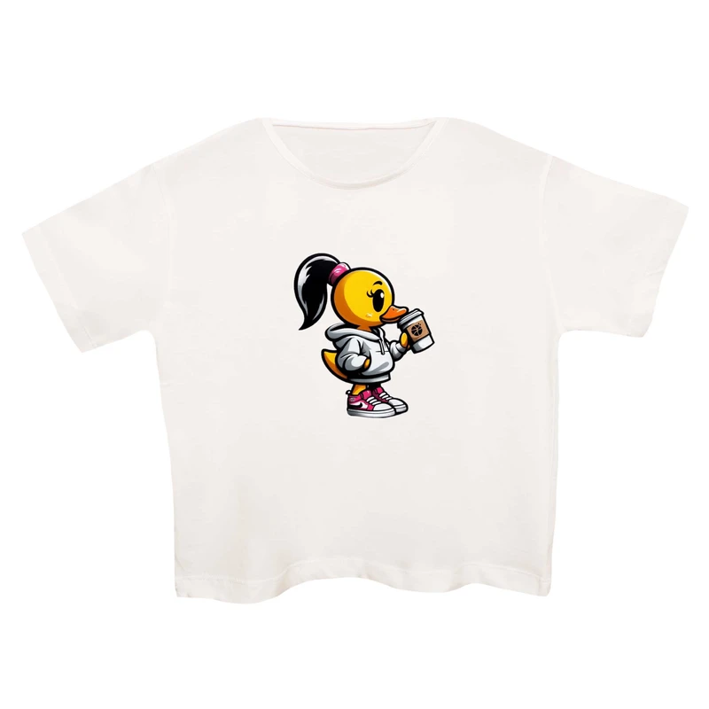 کراپ‌تی شرت آستین کوتاه زنانه مدل جوجه اردک