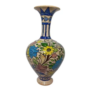 گلدان سفالی شیپوری طرح گل و مرغ کد 030