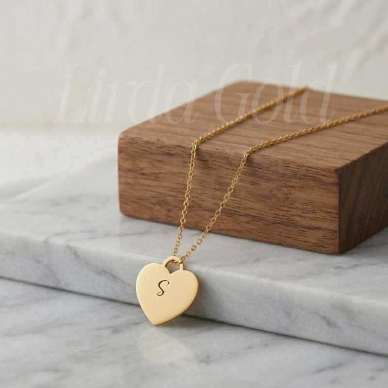 گردنبند طلا 18 عیار زنانه با زنجیر حلقه‌ای (فلامینگو) لیردا مدل حرف S کد 129027