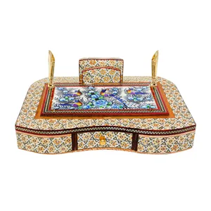قلمدان خاتم کاری مدل مدیریتی طرح گل و مرغ برجسته کد Bl23p16-1f2