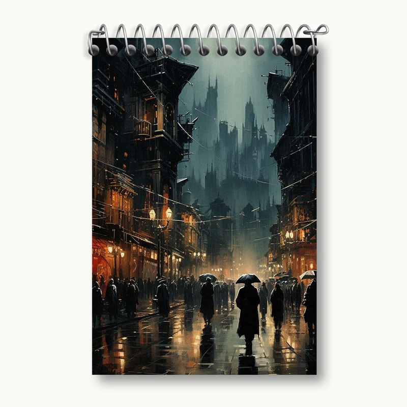 دفتر یادداشت 50 برگ خندالو مدل خیابان بارانی کد F414