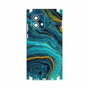 MAHOOT Turquoise marblewith golden streaks-FullSkin Cover Sticker for Motorola Moto G84