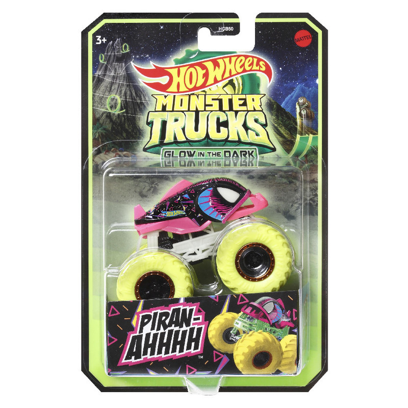 ماشین بازی هات ویلز مدل Monster Trucks Glow In The Dark Piran Ahhhh کد HCB50 - HGX14