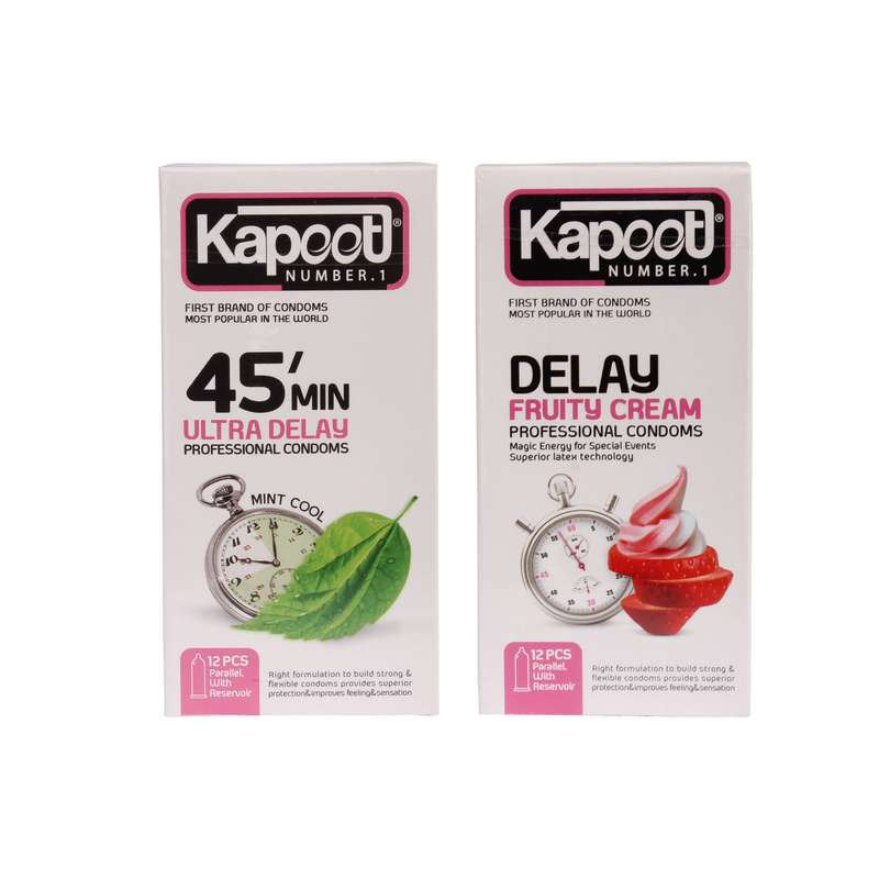 کاندوم کاپوت مدل 45min بسته 12 عددی به همراه کاندوم کاپوت مدل Delay Fruity cream بسته 12 عددی کاندوم کاپوت مدل 45min بسته 12 عددی به همراه کاندوم کاپوت مدل Delay Fruity cream بسته 12 عددی
