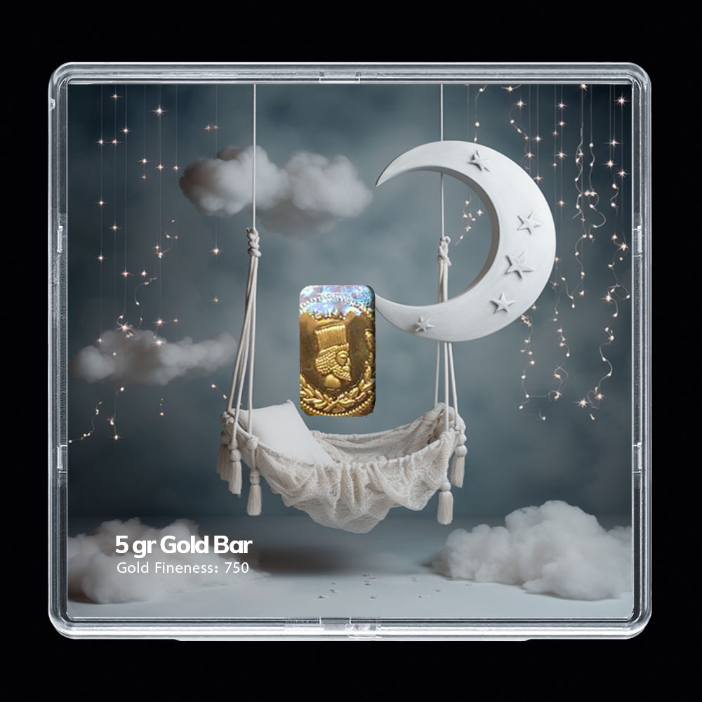 شمش طلا 18 عیار مدوپد مدل ماه و گهواره کد SG-10298