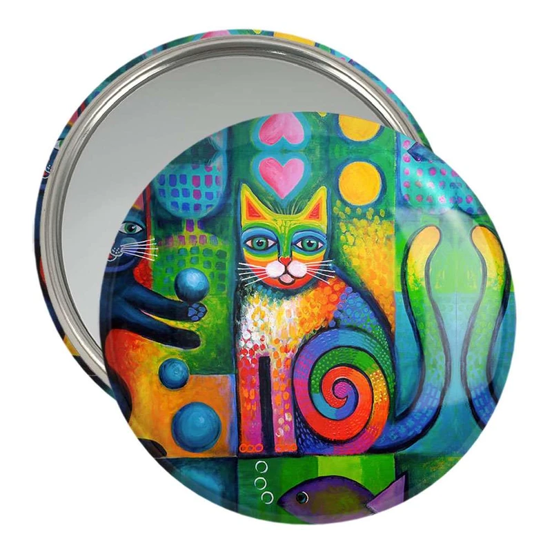 آینه جیبی خندالو مدل نقاشی انتزاعی  کد 5318