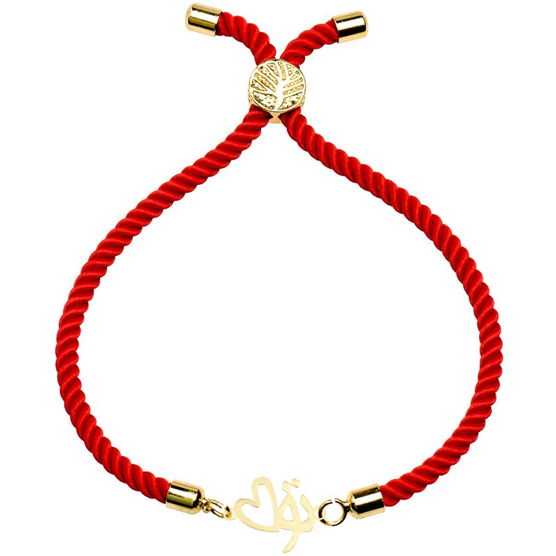 دستبند طلا 18 عیار زنانه کرابو طرح تو و قلب مدل Kr2476 -  - 1