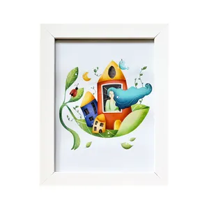 تابلو نقش افرا طرح برگ دخت مدل NA-W01 فریم سفید