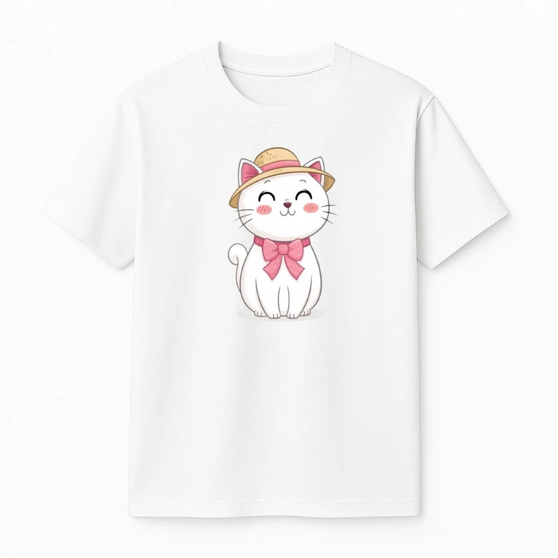تی‌شرت آستین کوتاه دخترانه مدل گربه کلاهدار 